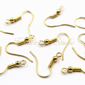 50pcs (25 pairs) Gold Plated Earring Hooks, Gold Beads, Gold Findings, Earring Findings, Jewelry Findings, Beading Suppliers