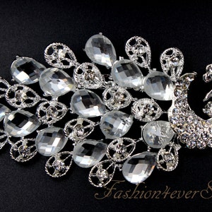 4 inches Rhinestone Silver Brooch, Crystal Brooch with Pin On The Back, Silver Brooch, Wedding Jewelry, Wedding Accessories