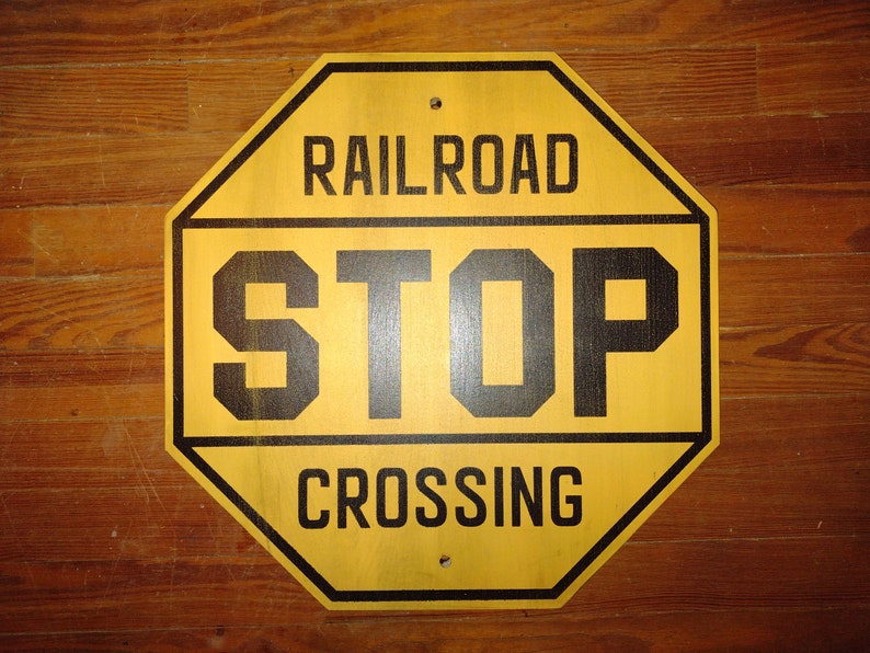 Vintage Wooden Yellow Stop Sign Replica. Customizable Wording Etsy