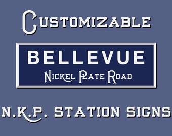 Nickel Plate Road Wood Station Sign, Miniature.  Customizable Lettering  Free Shipping!