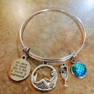 Drink like a fish mermaid bracelet