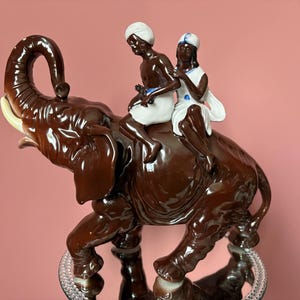 Vintage porcelain figurine riders on an indian elephant Italy Venice mid century