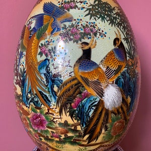 Large 36cm vintage porcelain SATSUMA MORIAGE Egg