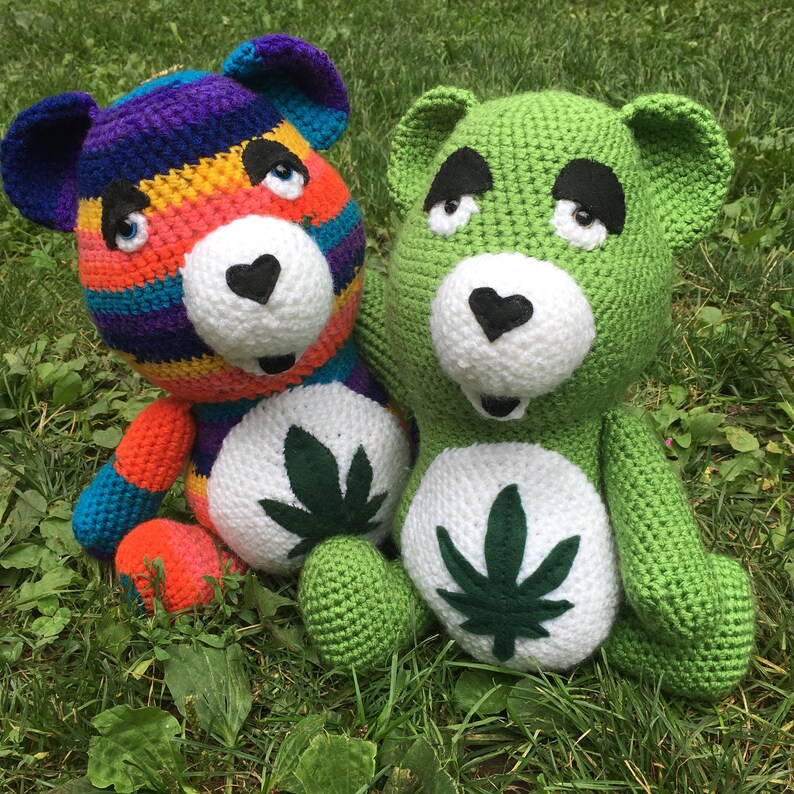 Weed bear Don't Care Bear teddy bear with pot leaf adult Etsy