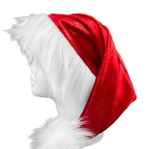 FINAL SALE! Metallic Velvet Long Faux Fur Christmas Santa Hat - No Restock -