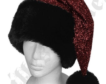 GLITTER Luxury Faux Rabbit Fur Santa Hat