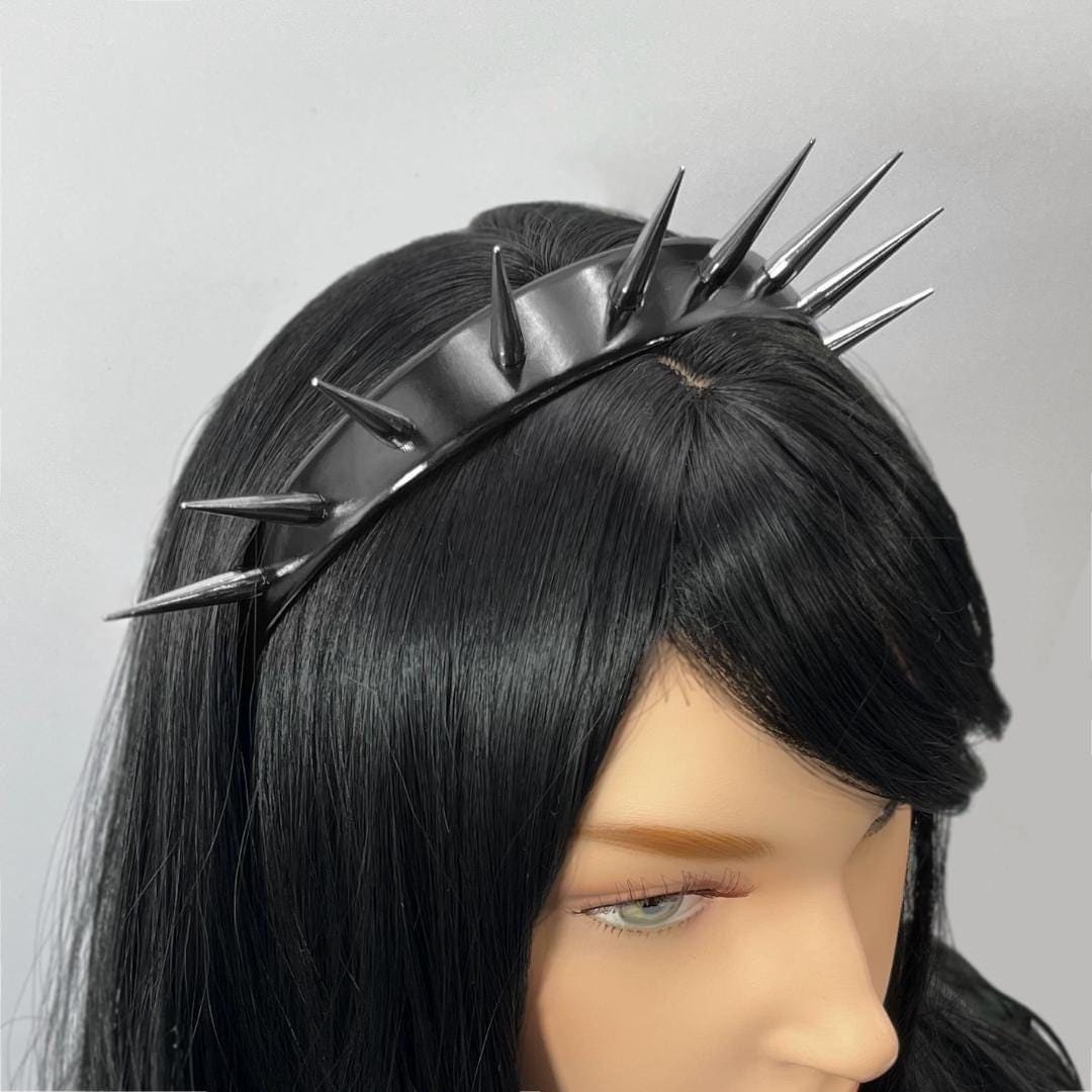 NEW ITEM! Gothic Long Spike Black Faux Patent Leather  display picture 2