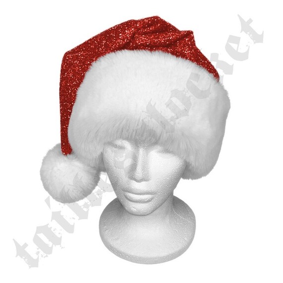 Santa Hat Sequin Thick Fur Trim Santa Hat Sequin Thick Fur Trim