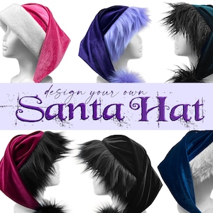 DESIGN YOUR OWN Velvet Faux Fur Christmas Santa Hat