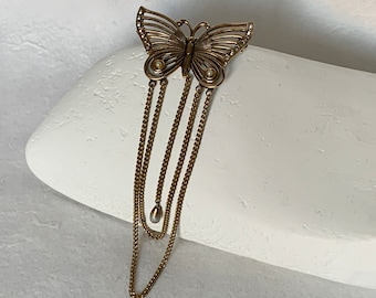 Vintage Brosche Schmetterling mit Ketten Romantisch Empire Edwardian Kettenbrosche Schmetterlinge