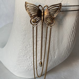 Vintage Brosche Schmetterling mit Ketten Romantisch Empire Edwardian Kettenbrosche Schmetterlinge Bild 3
