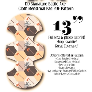 Cloth Pad Pattern | Battle Axe | 13&quot; | pdf | Dreamline Design