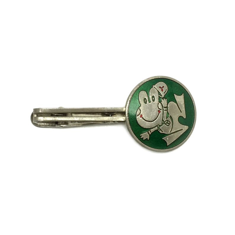 The 50th anniversary of Japanese company founding green frog Mitsubishi tie clip 1980s Japan vintage