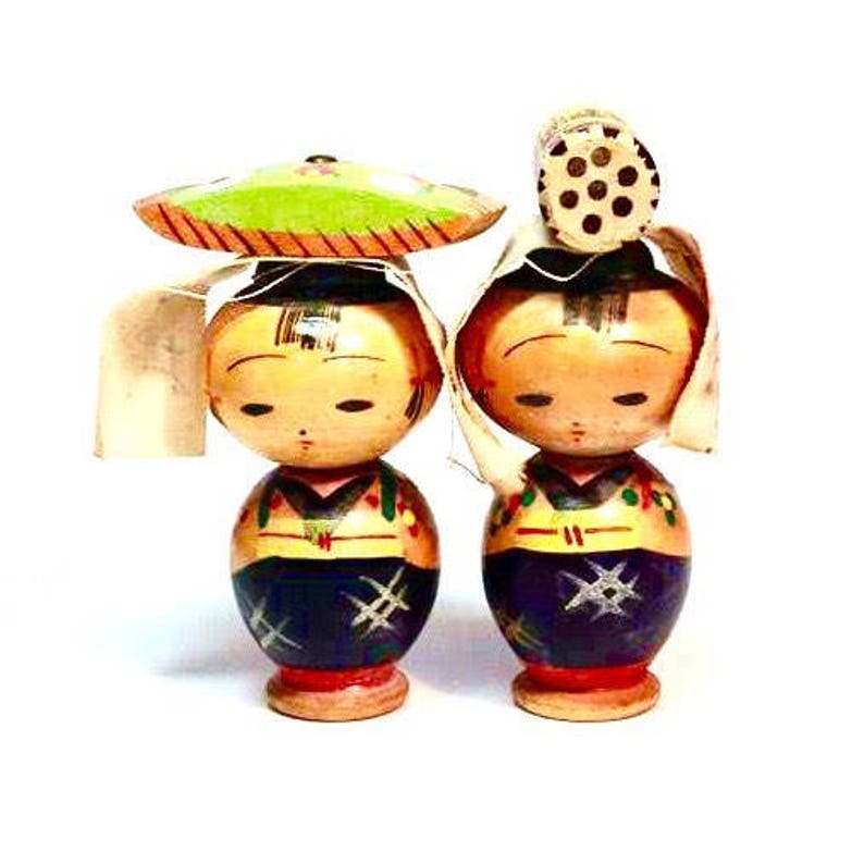 Vintage Kokeshi Doll a Pair of Kokeshi Made in Japan 1960s Etsy