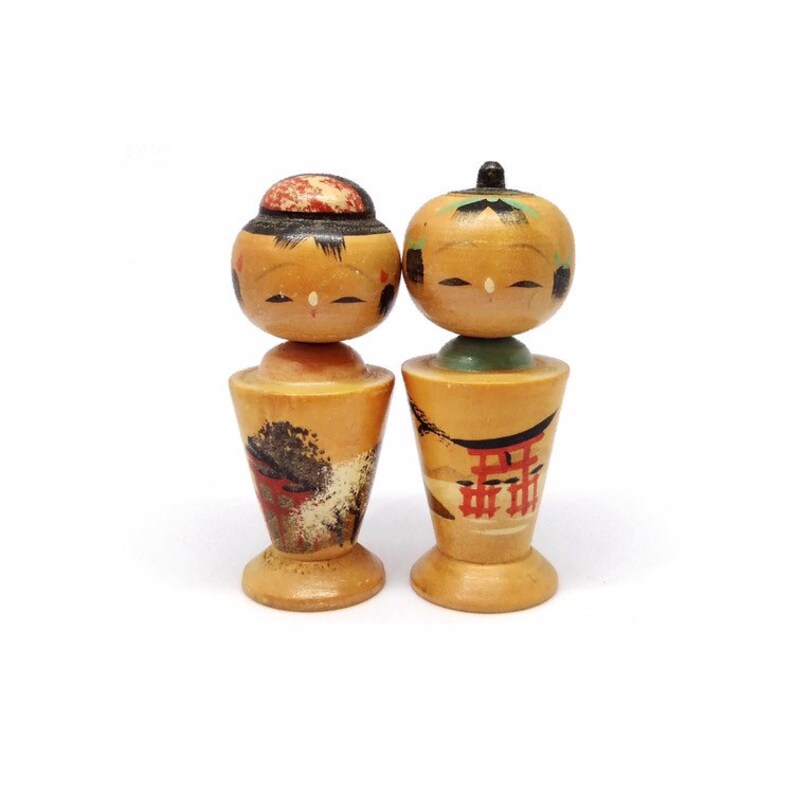 vintage kokeshi dolls