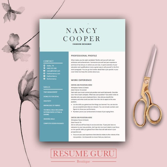 teacher cv professional resume template cover letter for etsy