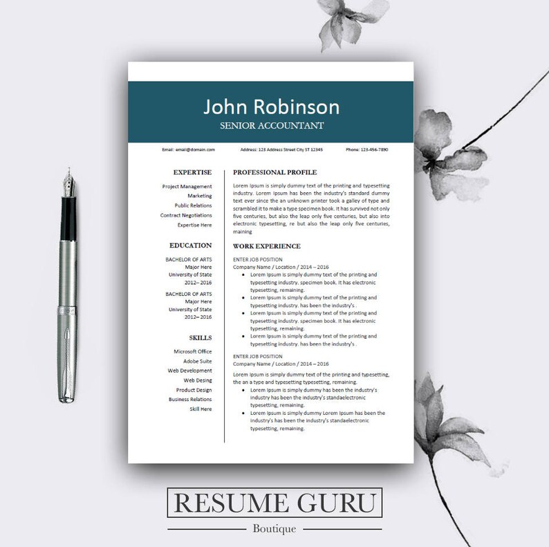 modern cv design professional resume template cover letter for ms word instant download a4 us letter cover letter designs