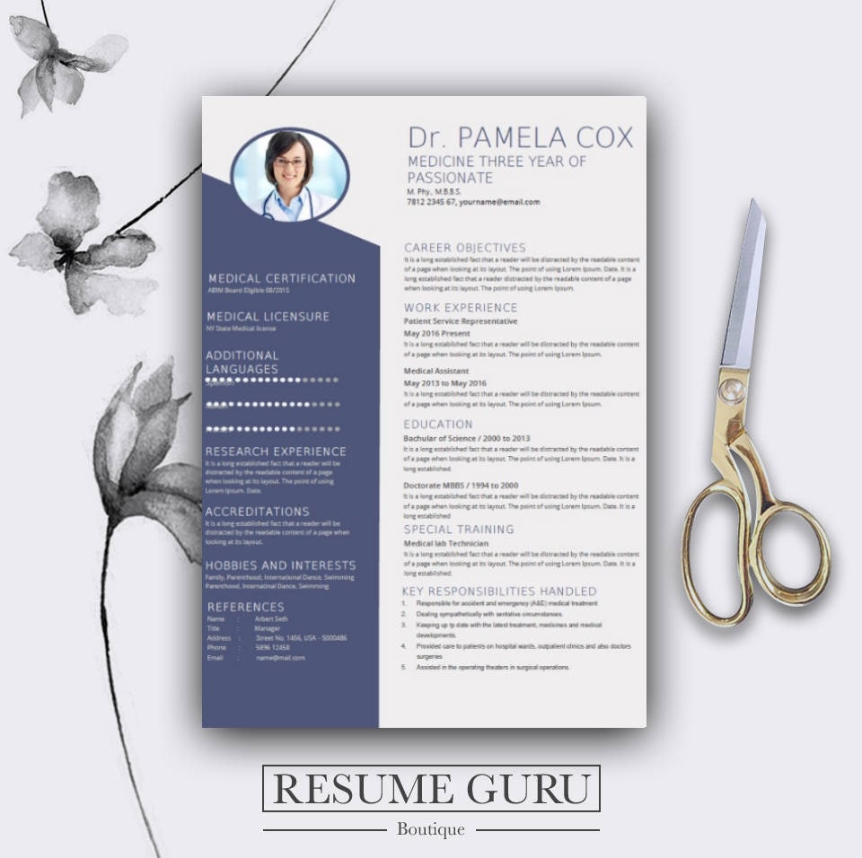 Medical Resume Template Cover Letter for MS Word Best CV ...