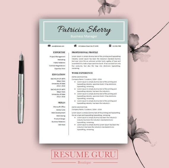 professional cv template for word pages resume teacher cv etsy