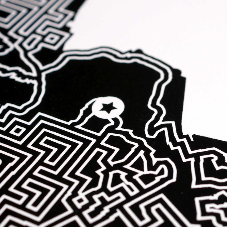 Fun maze of LA Modern Los Angeles print Labyrinth Los  Etsy