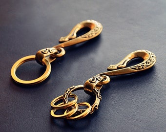 Collections Handmade Vintage U-shape Fob Solid Brass Wallet shackle Chain key ring Belt hook Pendant