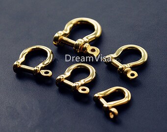 Handmade High Quality Brass D-Rings with Screw for Bag Findings in Crafts U-Shape Lobster Clasp Swivel Key Ring Clip