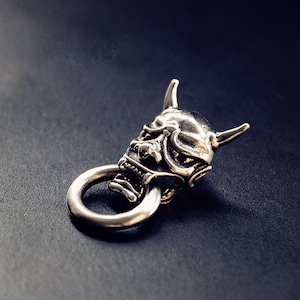 Handmade Evil Oni Noh Hannya BUDDHIST Mask Wallet Chain Connecteur Concho Solid Brass Punk, Screw On The Buttom