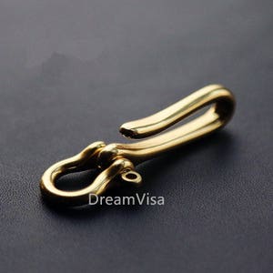 Handmade Two Ways Brass D-Rings with Screw for Bag Findings U-Shape Lobster Clasp Swivel Key Ring Clip Fish Hook