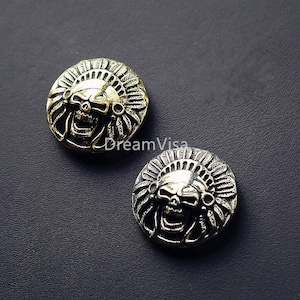 Hecho a mano latón cráneo reloj conector Biker llave cadena cartera decorativa cierre de cuero bolsa hallazgos 30 mm