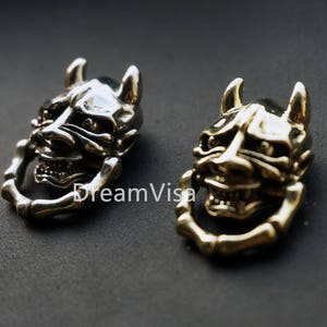 Conchos Para Cuero Malvado Oni Noh Hannya Máscara BUDISTA 般若 Wallet Chain Connector Concho Solid Brass 2pcs