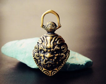 Handmade Brass Bell Keep You Safe Keychain Pendant Key Ring  Car Accessories DIY Material Gifts