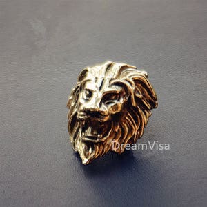 レザー用ライオンコンチョ 真鍮製ライオンヘッドコネクタ 財布 ウォレットコネクタピン レザークラフト 2個