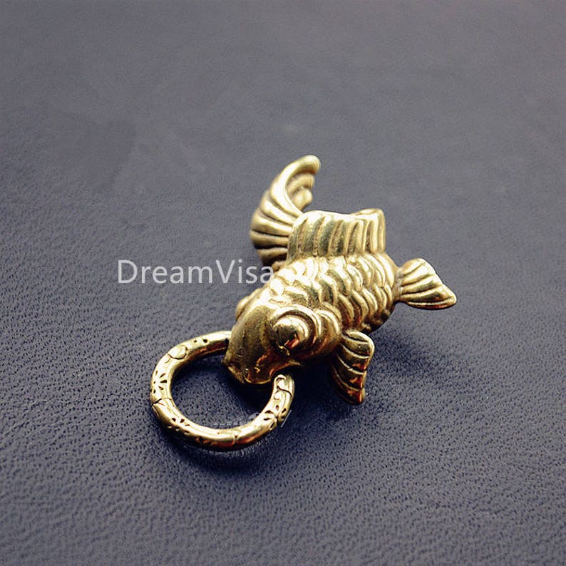 Handmade Carp Fish Shaped Wallet Chain Connector Concho Solid Brass ...
