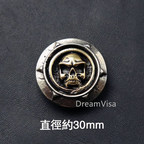 Handmade Brass Skull Biker Wallet Chain Connector Decorative Clasp Leathercraft Skull Keychain