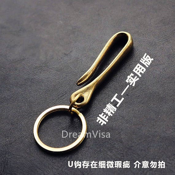 Handmade Brass, Japanese Fish Hook Key Chain Belt Hook Solid Brass EDC 