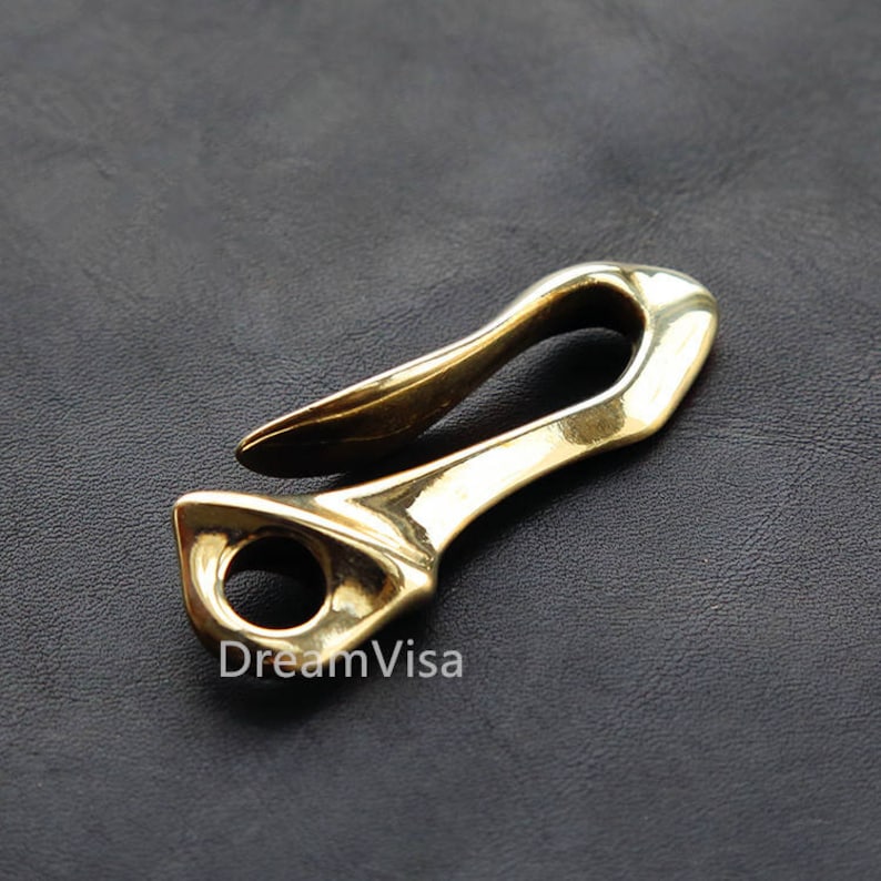 Japanese Fish Hook Key Chain Belt Hook Solid Brass Handmade Antique Brass