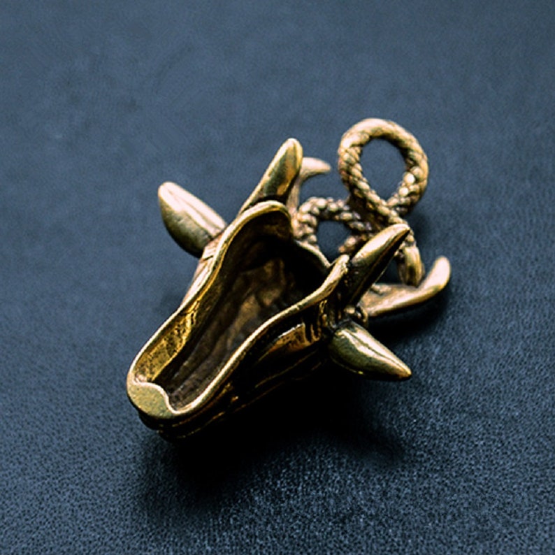 Collectable Handmade Samurai Sword Brass Snake and Goat Head Pendant Accessories