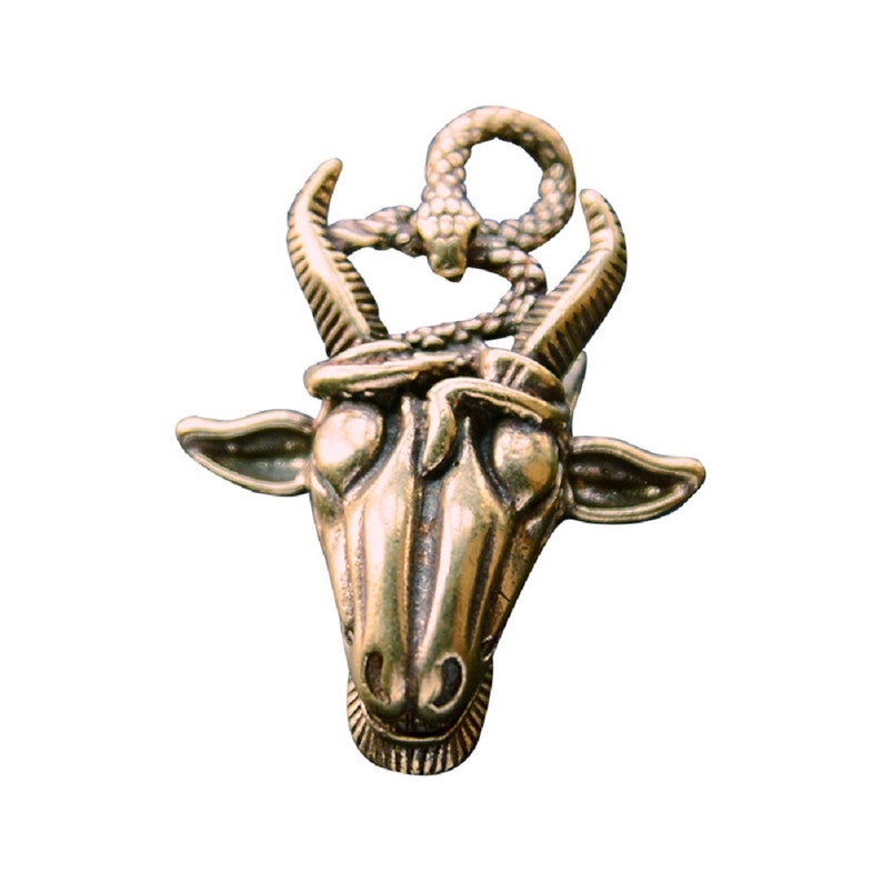Collectable Handmade Samurai Sword Brass Snake and Goat Head Pendant Accessories