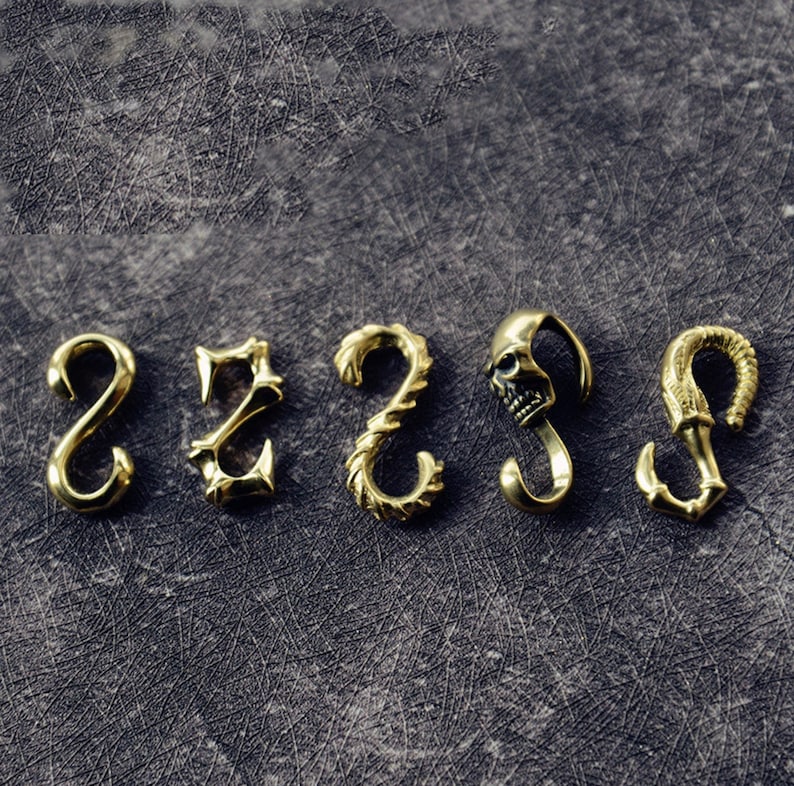 Handmade Solid Brass S Shape S Hook Clasp Connector Clasp S Connector Skull S Hook