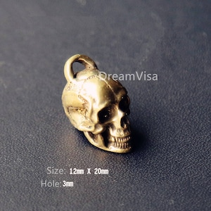 Handmade Brass Skull Keychain Pendant Key Ring Material Necklace Pendant