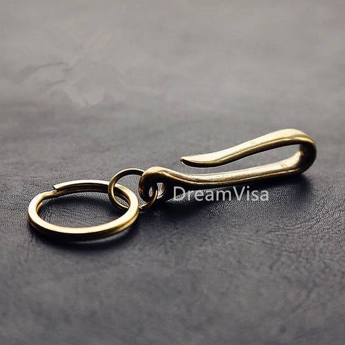 Brass Japanese Fish Hook Key Chain Brass Key Chain Brass Etsy