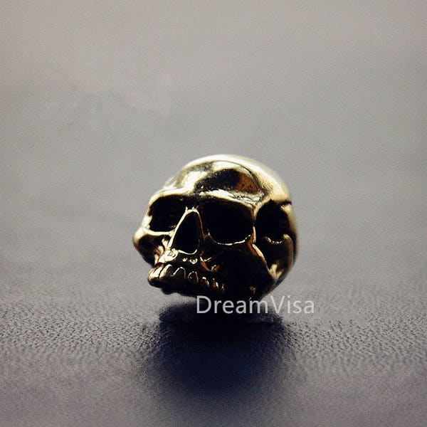 Handmade Unique Design Brass Skull Beads Lanyard Skull Beads for Necklace/Bracelets Paracord Beads