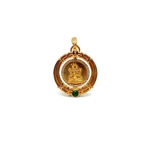 Green Tara Buddha Pendant With Emeralds Luxury Diamonds 18K Gold