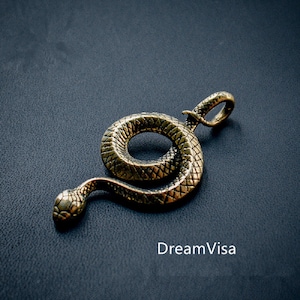 Llaveros de llaveros de llavero de latón sólido hecho a mano Zodiac Snake Colgante