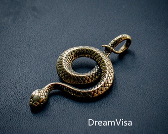 Handmade Solid Brass Zodiac Snake Keychains Key Ring Pendant