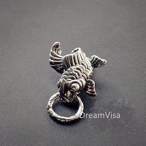 Hecho a mano carpa pez forma cartera cadena conector Concho solid Brass Punk