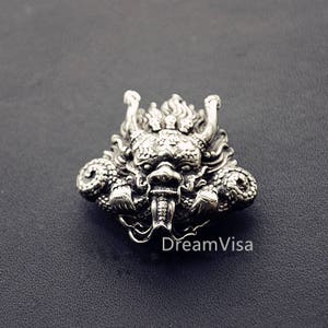 Hecho a mano latón Dios Mahakala Monedero Conector, Mal Oni Noh Hannya BUDDHIST Máscara, Leathercraft Stud Biker Llavero