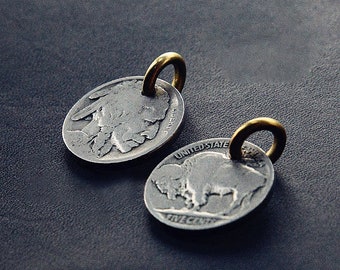 Handmade Fine Brass Wild Yak Indiana Style Coins Five Cents Handwork Pendant Collection