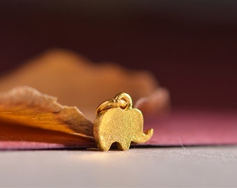 24K 999 Gold Elephant Charm Pure Gold Pendant Good Luck For DIY Bracelet Necklace Jewelry Making 1pc
