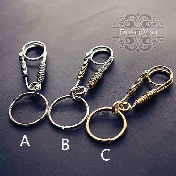 Handmade Brass / Stainless steel keychain hook clip pants loop key chain  ring